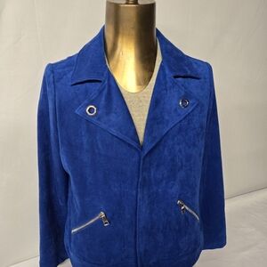 Chico's Ultrasuede Royal Blue Jacket with Silver Details